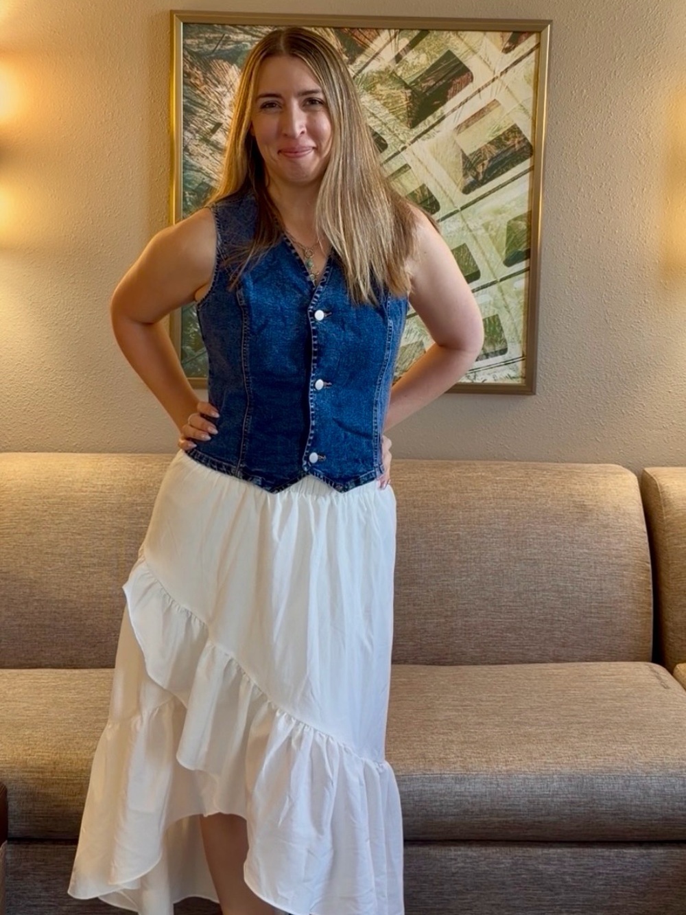 Amazon White Ruffled Midi Skirt
